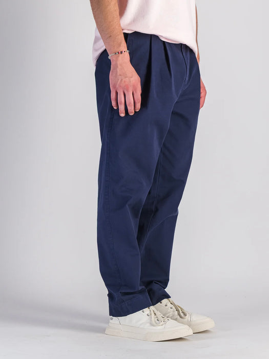 Parages Double Pleat Twill Pants in Navy