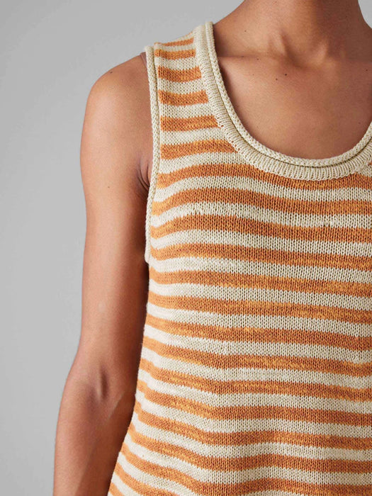 Toast Stripe Linen Knitted Vest in Parchment / Butterscotch