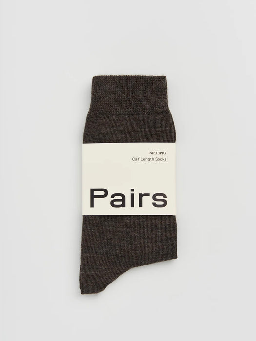 Pairs Merino Socks in Deep Earth Brown