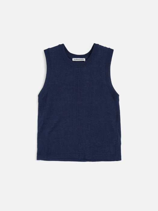 YMC Women Dot Vest in Navy Cotton/Linen
