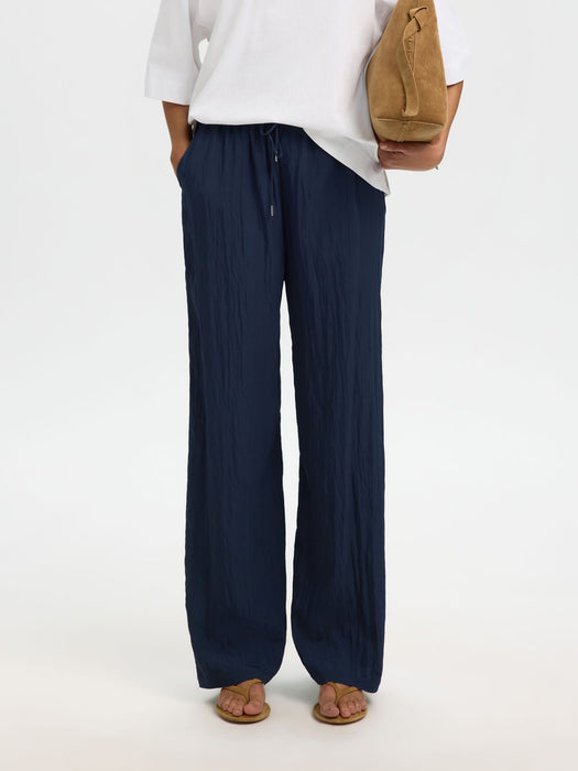 Selected Womens Fiona String Pant in Dark Sapphire