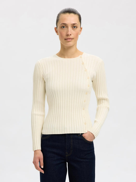 Selected Femme Helen LS Button Top in Birch