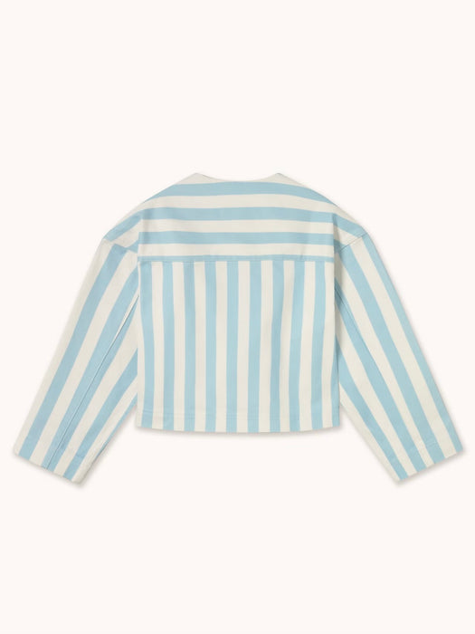 The Tiny Big Sister Striped Cropped Jacket in Pretty Blue