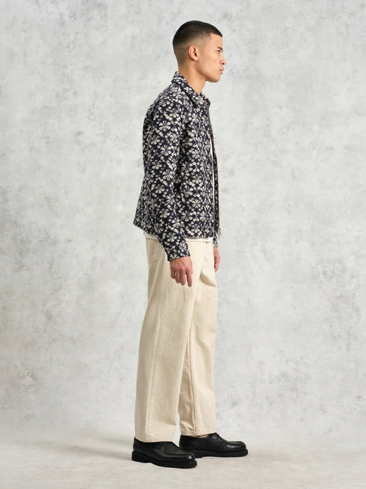 Wax Eldon Jacket in Navy Ecru Flower Jacquard