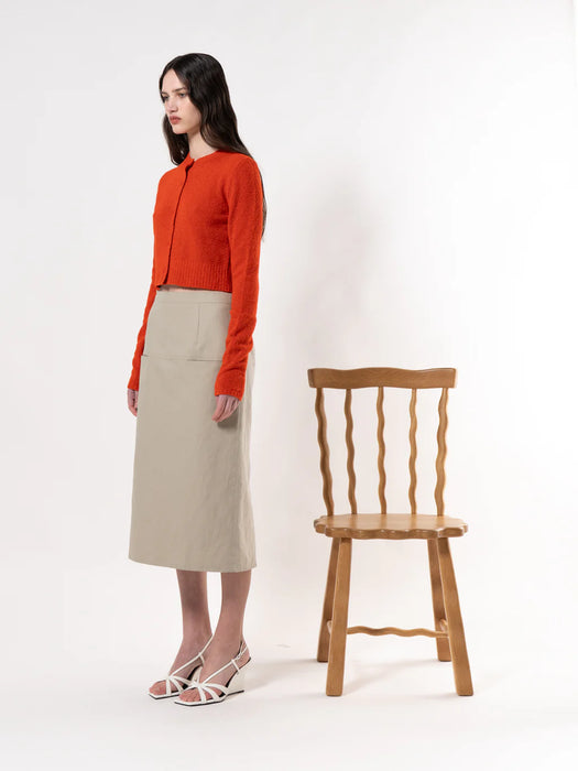 Emin & Paul Pocket Detail Midi Skirt in Khaki