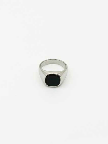 Triangle Onyx Signet Ring in Silver