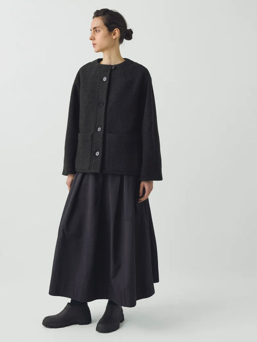Toast Women Boiled Wool Short Coat in Dark Olive