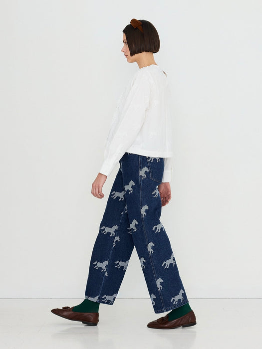 The Tiny Big Sister Horses Frills Blouse White