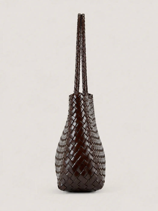Ellyla Isla Woven Leather Shoulder Bag in Espresso