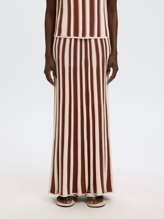 Selected Womens Lina Knit Skirt in Birch/Cherry