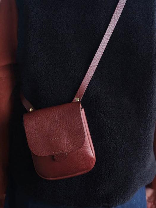 Kate Sheridan Half Orbed Tab Bag in Chestnut