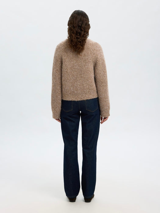 Selected Femme Anjuli V Neck Jumper in Delicioso Melange