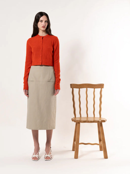 Emin & Paul Pocket Detail Midi Skirt in Khaki