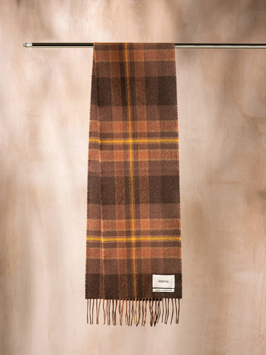 Kestin Dunbar Tartan Scarf in Peat & Rust