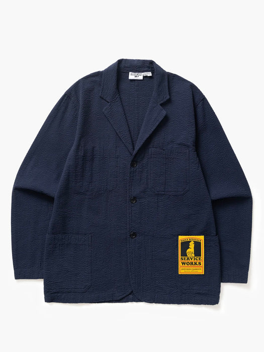Service Works Server Jacket in Dark Navy Seersucker