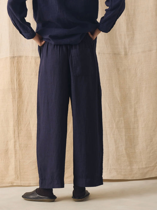 Toast Barrel Leg Trouser Blueberry Linen
