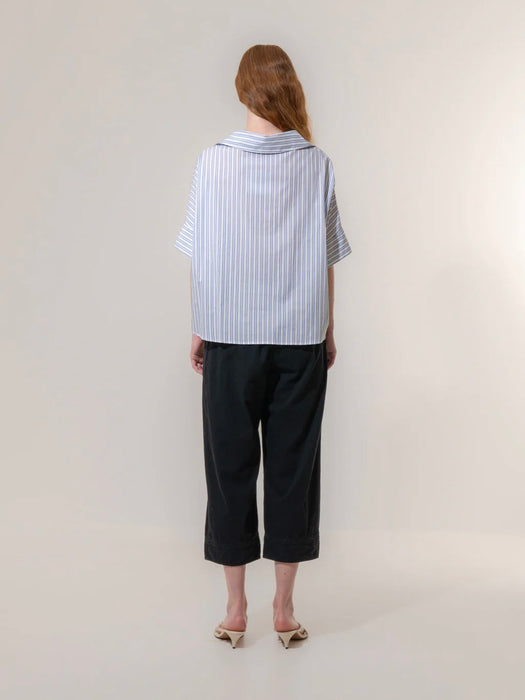 Emin & Paul Twisted Hem Short Sleeve Shirt in Stripe