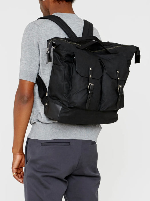 Ally Capellino Frank Backpack in Black Wax Cotton