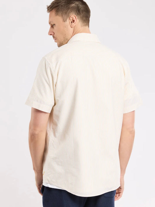 Armor Lux SS Straight Shirt in Yellow Stripes