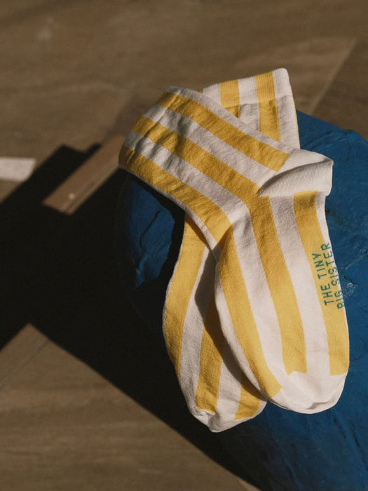 The Tiny Big Sister Stripe Socks in Mellow Yellow