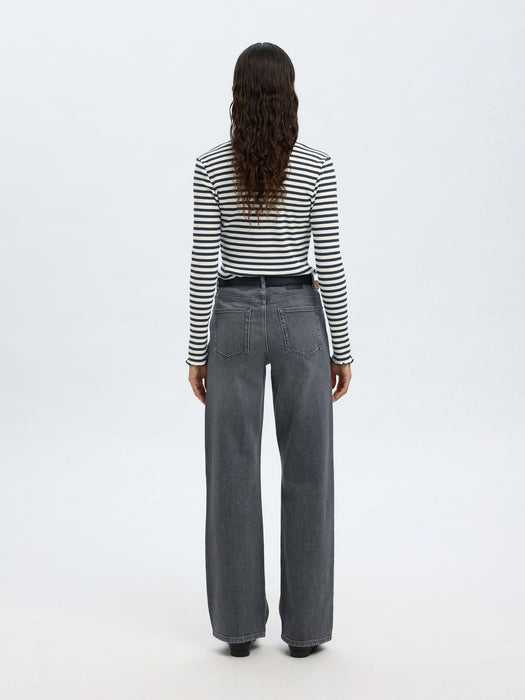 Selected Femme Anna LS Tee in Dark Sapphire Stripes