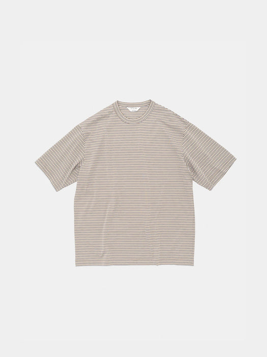 Still By Hand Striped T-Shirt in Beige and White