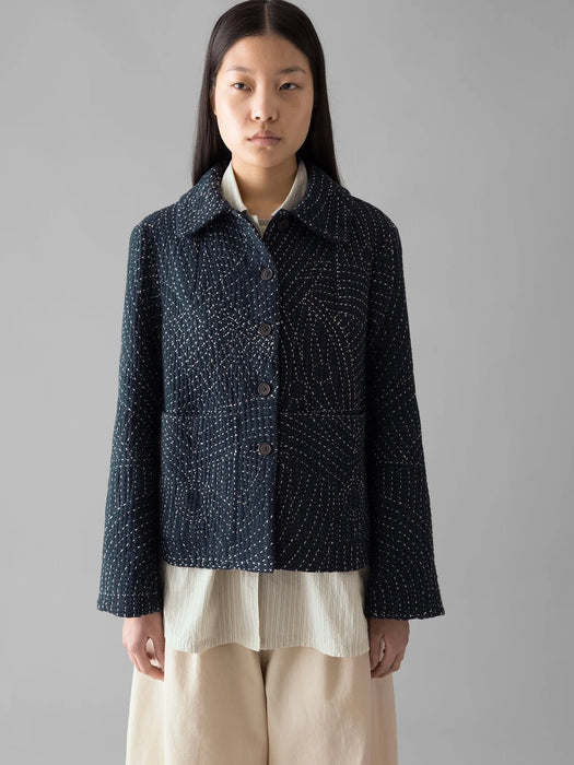 Toast Kantha Jacket in Hand Embroidered Indigo