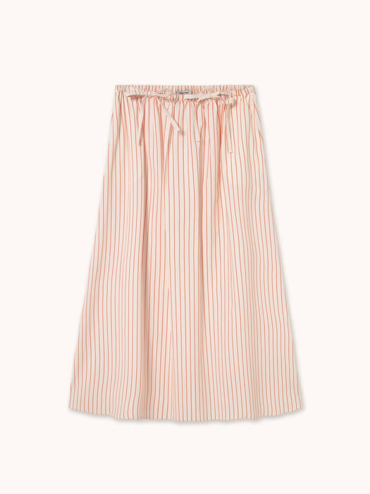 The Tiny Big Sister Thin Stripes Bow Skirt in Off-White