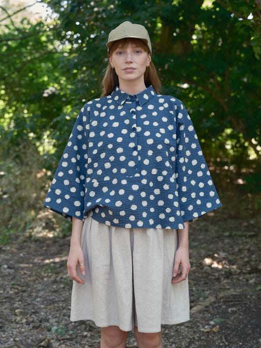 Kate Sheridan Folk Shirt in Blue Spot