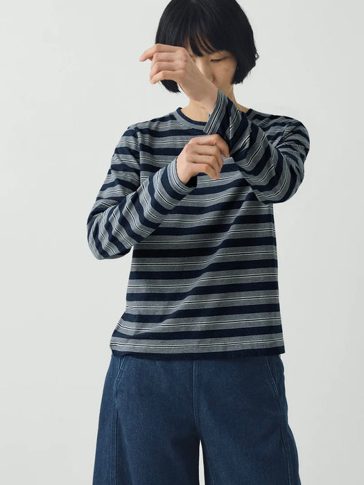 Toast Women Stripe Crew Tee in Indigo/Ecru