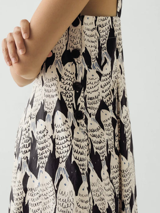 Toast Women Market Fish Print Dress in Slate