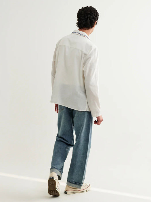 Wax Corey Shirt in Ecru Pin-tuck Border