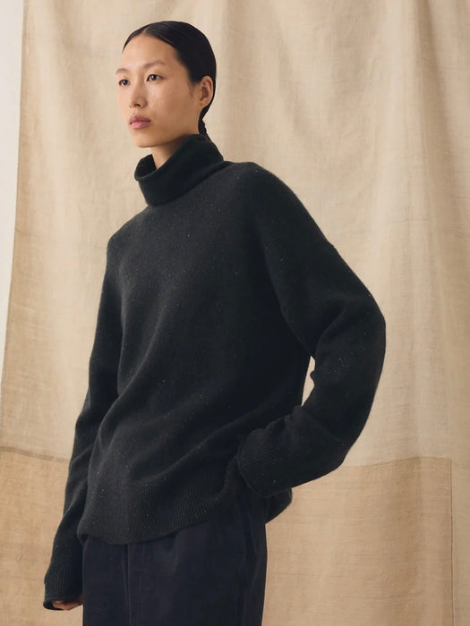 Toast Women Roll-neck Sweater in Speckled Black