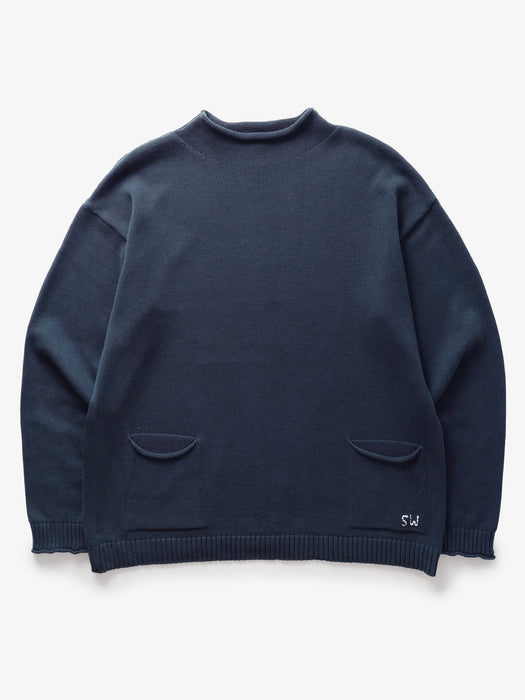 Service Works Mock Smock Sweater in Navy