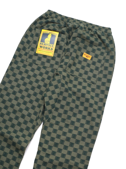 Service Works Canvas Chef Pant in Green Checker