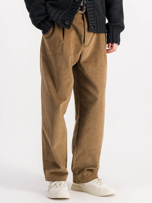 Parages Wide Pleat Cord Pants in Fawn