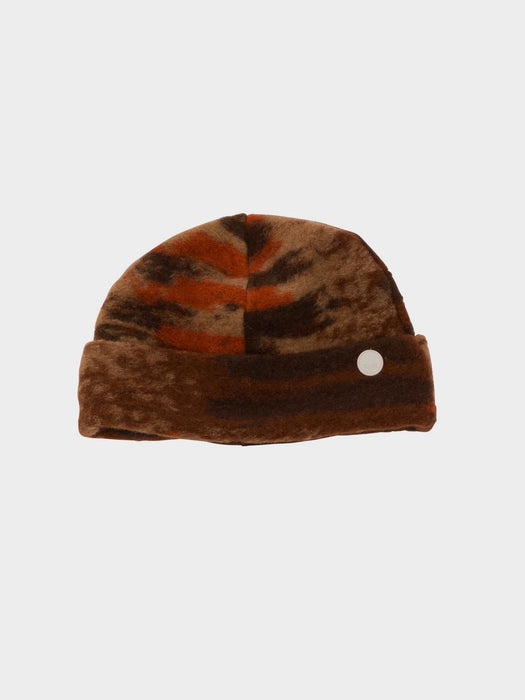 Folk Fleece Beanie in Rust Multi Jacquard