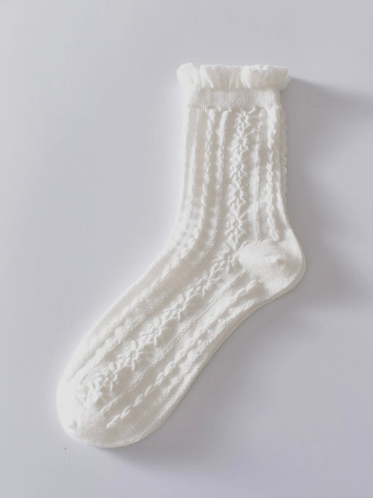 Happy Knits Socks in White Frill