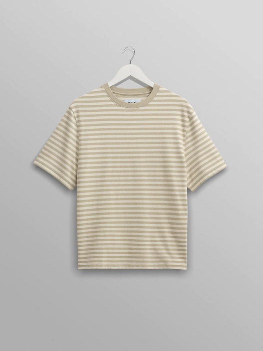 Wax Dean T-shirt in Sage / Ecru Jolt Stripe