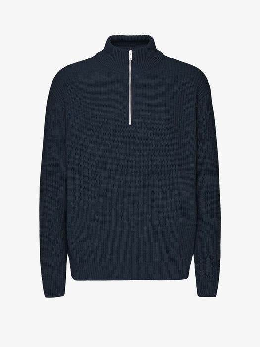 Colorful Standard Merino Quarter Zip in Navy Blue