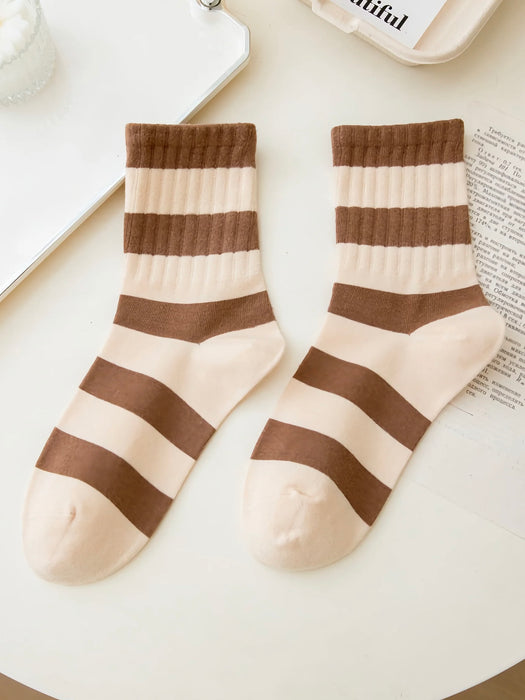 Happy Knits Socks in Café au Lait Stripe