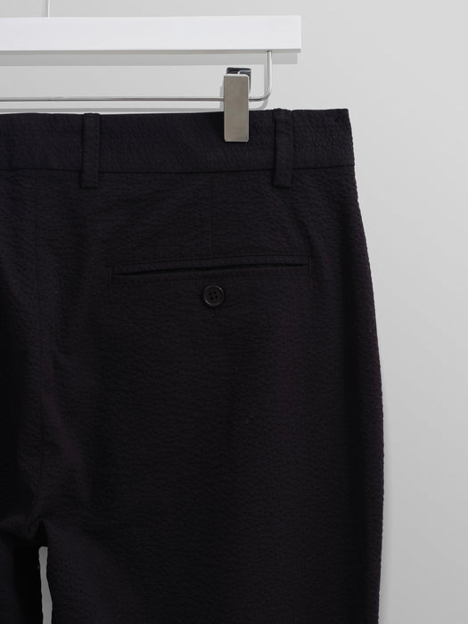 Wax Alp Smart Trouser in Black Seersucker