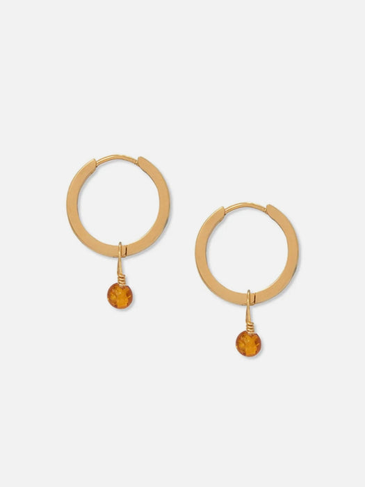 A Weathered Penny Amber Hoops in Gold