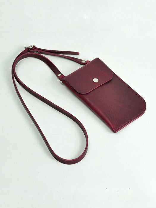 Village Leathers Neck Pouch in Burgundy