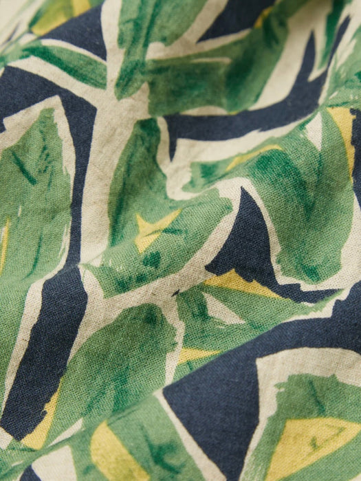 Universal Works Minari Shirt in Navy w/ Leaf Print