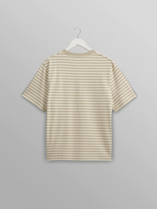 Wax Dean T-shirt in Sage / Ecru Jolt Stripe
