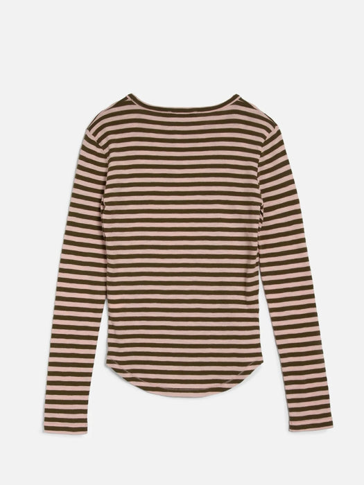 YMC Women Charlotte Top in Olive/Pink Stripe