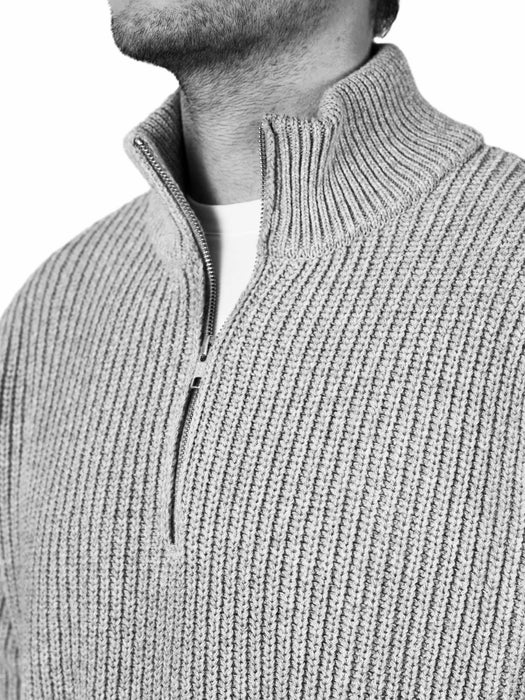 Colorful Standard Merino Quarter Zip in Lava Grey