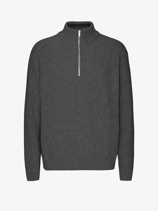 Colorful Standard Merino Quarter Zip in Lava Grey