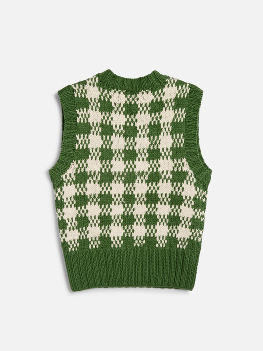 YMC Women Heidi Tank in Green / Ecru